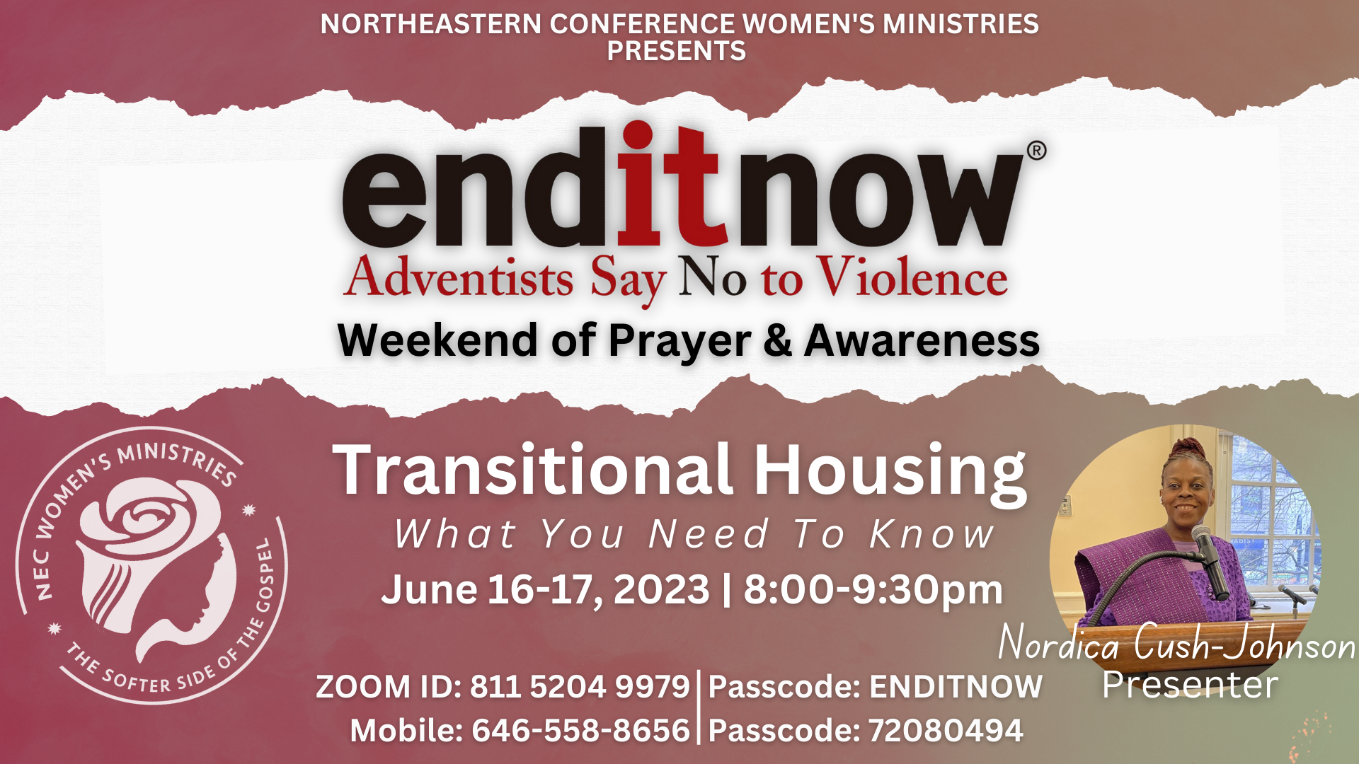 End It Now Weekend of Prayer & Awareness Northeastern Conference of